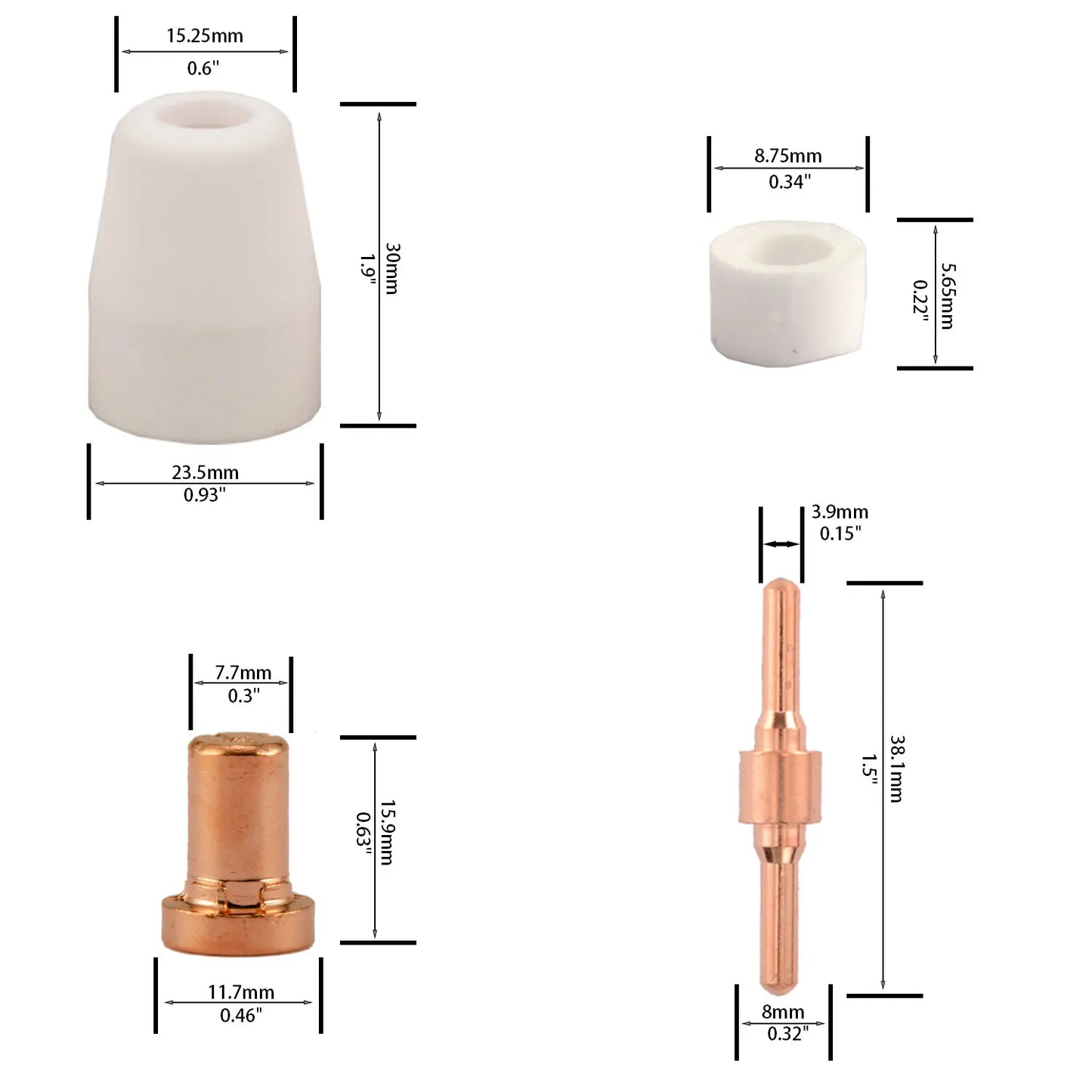 PT31 PT-31 LG40 Plasma Cutter Electrode Tips Cup Extended Consumables Kit For PT-31 CUT40 HYC45D HYC50D CUT50 PLC50D HYC410