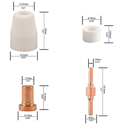 PT31 PT-31 LG40 Plasma Cutter Electrode Tips Cup Extended Consumables Kit For PT-31 CUT40 HYC45D HYC50D CUT50 PLC50D HYC410