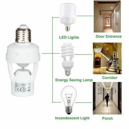 1pc Smart Motion Sensor Light Bulb Holder E27 PIR Induction Sensor Adapter Lamp Base Converter Automatic LED Switch AC 110V 220V