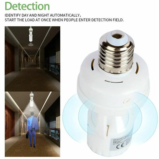 1pc Smart Motion Sensor Light Bulb Holder E27 PIR Induction Sensor Adapter Lamp Base Converter Automatic LED Switch AC 110V 220V