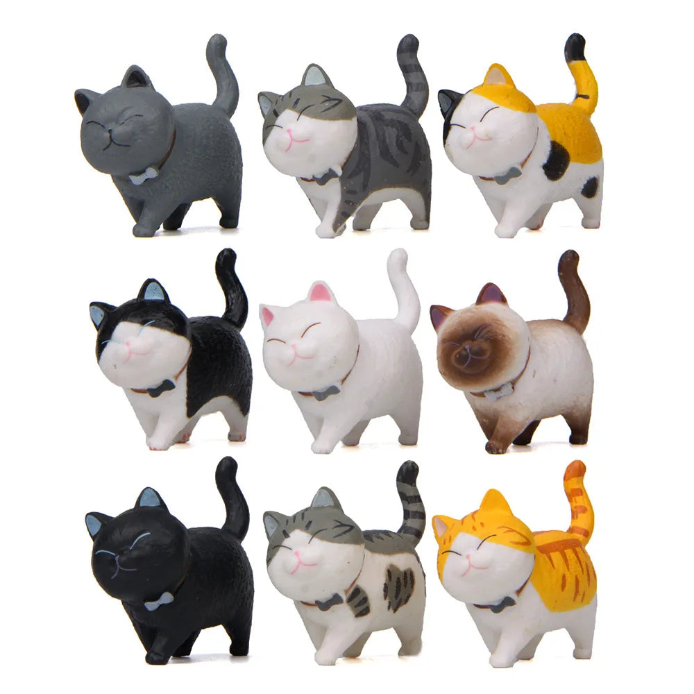 Enfeites de gato fofos Kawaii Bell Cat Animal Fairy Garden Figurines Acessórios Decoração para casa Modelo de mesa Presente de aniversário Gif