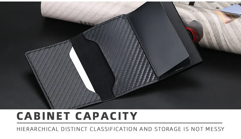 Custom Card Holder Men Wallets Rfid Black Carbon Fiber Leather Minimalist Wallet Gifts for Men Personalized Carteira Masculina