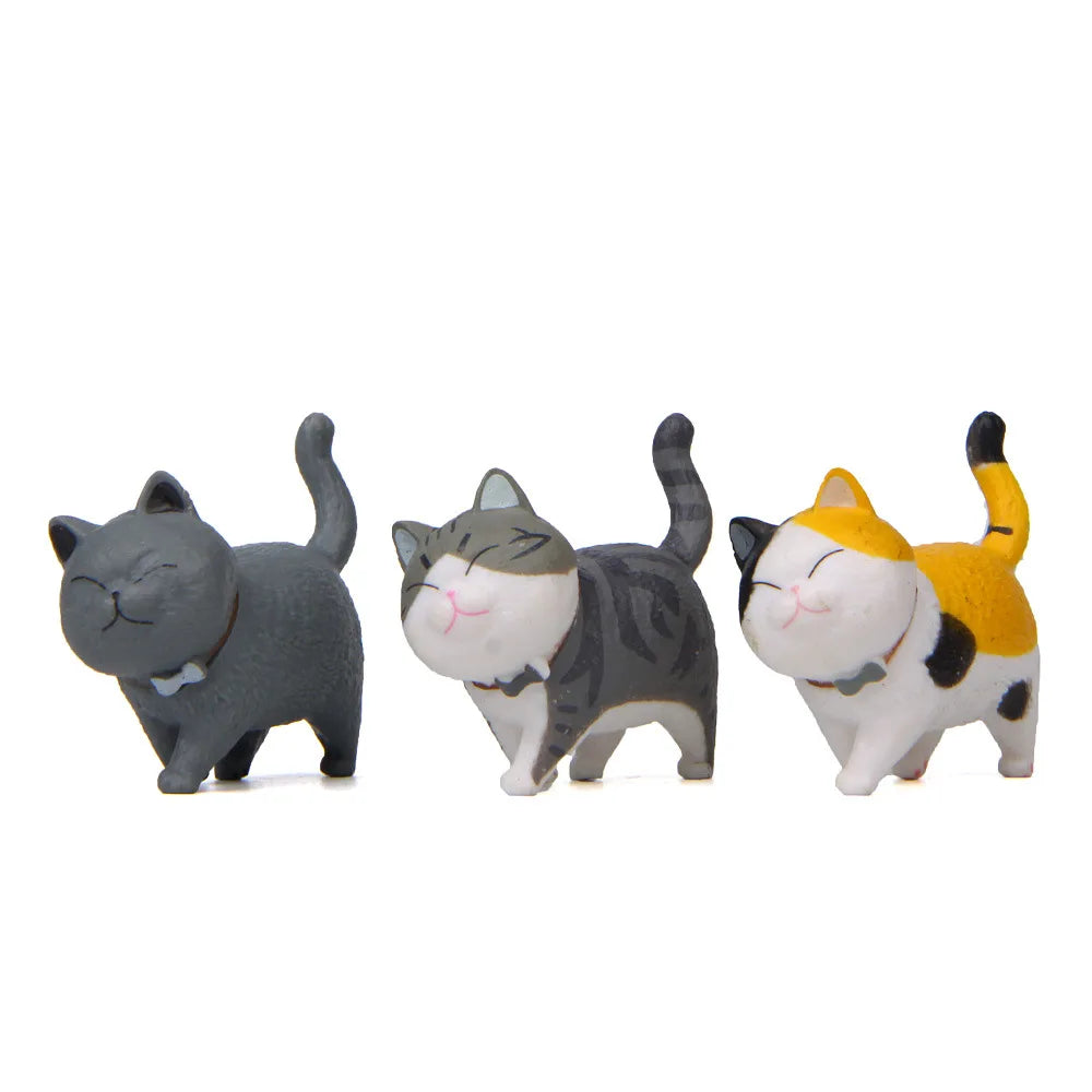 Enfeites de gato fofos Kawaii Bell Cat Animal Fairy Garden Figurines Acessórios Decoração para casa Modelo de mesa Presente de aniversário Gif