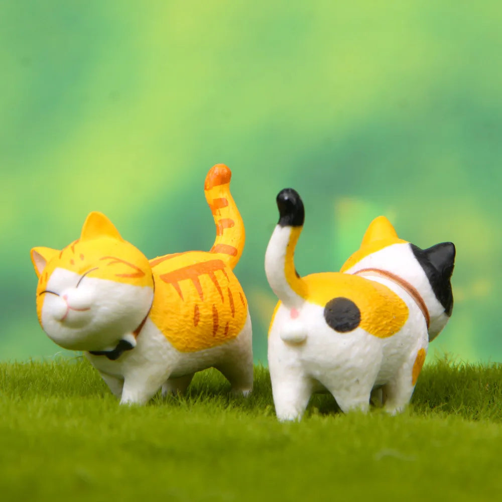 Enfeites de gato fofos Kawaii Bell Cat Animal Fairy Garden Figurines Acessórios Decoração para casa Modelo de mesa Presente de aniversário Gif