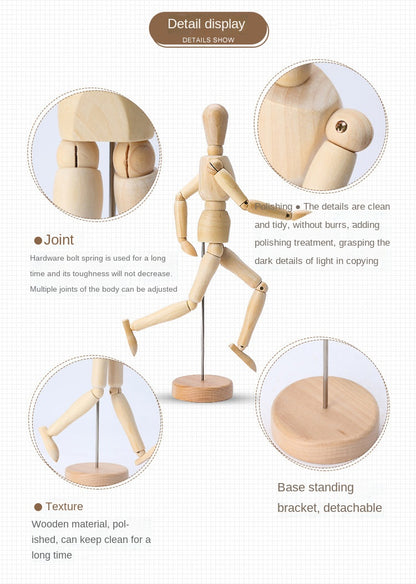 Wooden Hand Figurines Rotatable Joint Hand Model Drawing Sketch Mannequin Miniatures Office Home Desktop Room Decoration