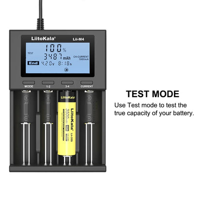 LiitoKala Lii-M4 18650 Charger LCD Display Universal Smart Charger Test Capacity 26650 18650 21700 AA AAA Battery 4slot 5V 2A