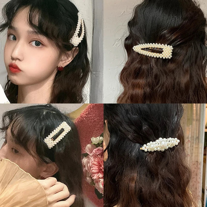 Simulated Pearl Hair Clips For Women Korean Women Hairpins Girl Geometric Hair Barrettes Fashion Hairgrip Hair Accessories