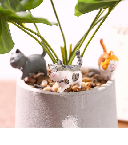 Enfeites de gato fofos Kawaii Bell Cat Animal Fairy Garden Figurines Acessórios Decoração para casa Modelo de mesa Presente de aniversário Gif