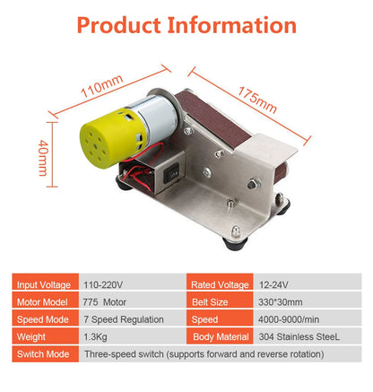 110V/220V Mini Electric Belt Sander DIY Polishing Grinding Machine Cutter Edges Sharpener Multifunctional Grinder Power Tool