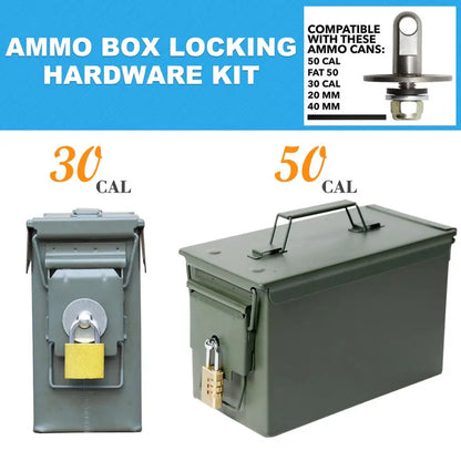 Bolt 50 Cal Ammo can Steel Gun lock Ammunition Gun safe box Hardware Kit Gun Safe lockable case 40mm Pistol Bullet No Box