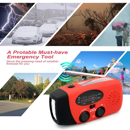 Multifunctional Solar Hand Crank Radio FM AM WB NOAA Weather Radio 2000mAh USB Charging Emergency LED Flashlight Power Ban