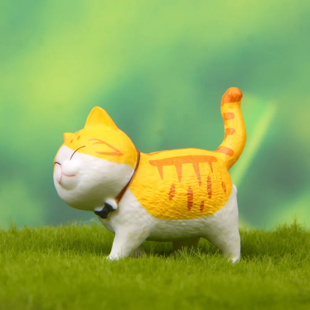 Enfeites de gato fofos Kawaii Bell Cat Animal Fairy Garden Figurines Acessórios Decoração para casa Modelo de mesa Presente de aniversário Gif