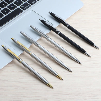 2+20 Pcs/Set Metal Ballpoint Pen With Refills For School Office Stainless Steel Material Ball Pen Black Blue Refill Ink