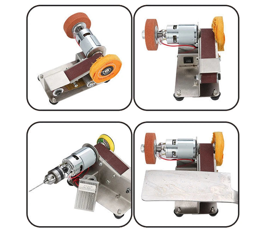 110V/220V Mini Electric Belt Sander DIY Polishing Grinding Machine Cutter Edges Sharpener Multifunctional Grinder Power Tool