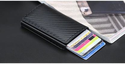 Custom Card Holder Men Wallets Rfid Black Carbon Fiber Leather Minimalist Wallet Gifts for Men Personalized Carteira Masculina