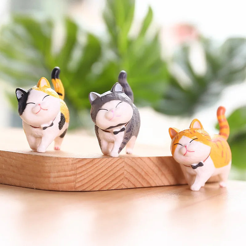 Enfeites de gato fofos Kawaii Bell Cat Animal Fairy Garden Figurines Acessórios Decoração para casa Modelo de mesa Presente de aniversário Gif