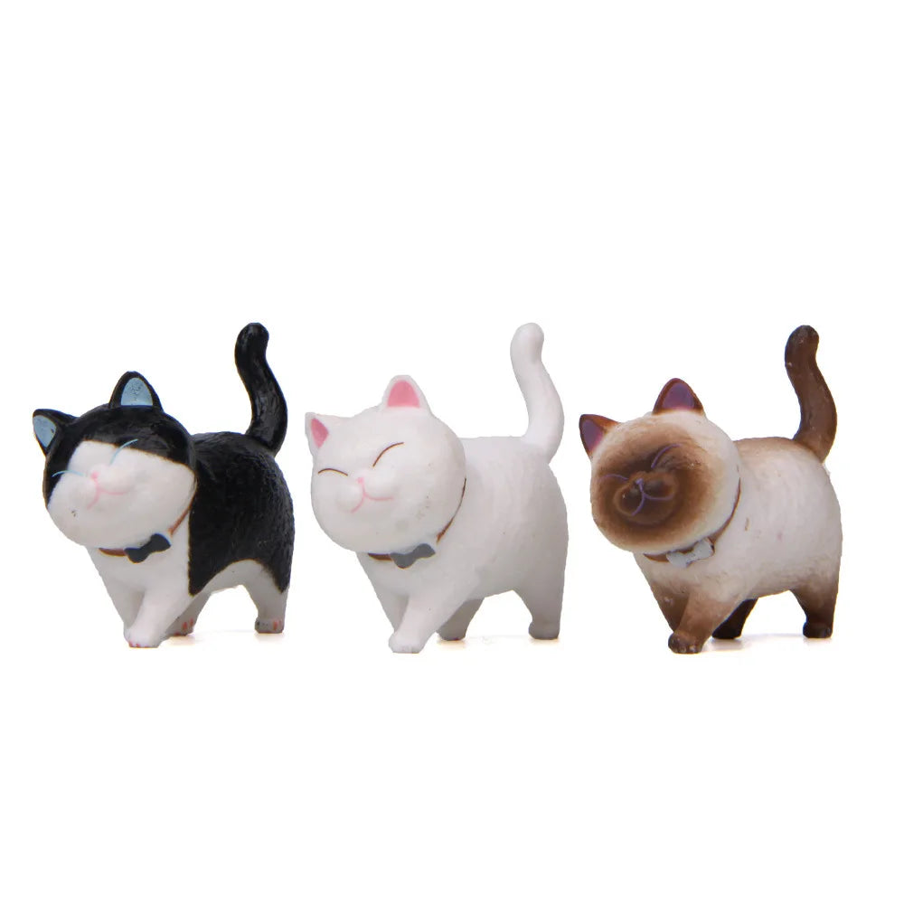 Enfeites de gato fofos Kawaii Bell Cat Animal Fairy Garden Figurines Acessórios Decoração para casa Modelo de mesa Presente de aniversário Gif