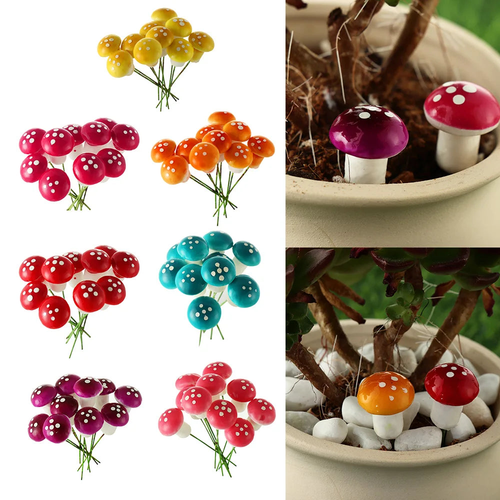 1/10Pcs Mini Mushroom Artificial Foam Potted Plants Decor Garden Ornament Resin Craft Moss Decoration Miniature Figurine