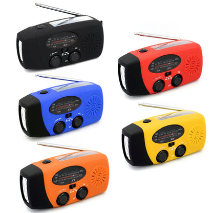 Multifunctional Solar Hand Crank Radio FM AM WB NOAA Weather Radio 2000mAh USB Charging Emergency LED Flashlight Power Ban