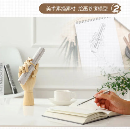 Wooden Hand Figurines Rotatable Joint Hand Model Drawing Sketch Mannequin Miniatures Office Home Desktop Room Decoration