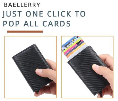 Custom Card Holder Men Wallets Rfid Black Carbon Fiber Leather Minimalist Wallet Gifts for Men Personalized Carteira Masculina