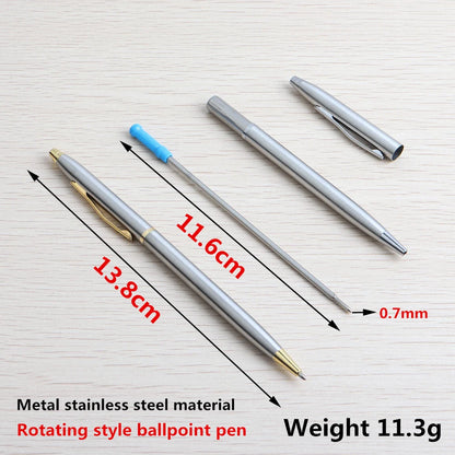 2+20 Pcs/Set Metal Ballpoint Pen With Refills For School Office Stainless Steel Material Ball Pen Black Blue Refill Ink