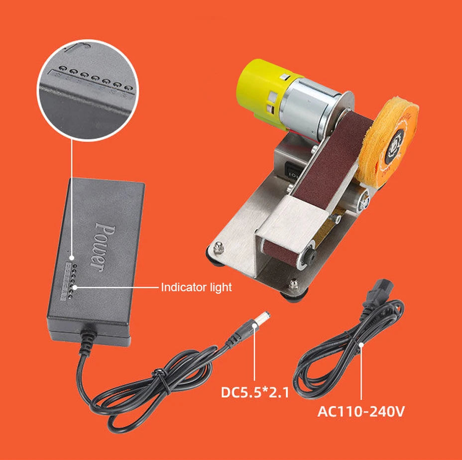 110V/220V Mini Electric Belt Sander DIY Polishing Grinding Machine Cutter Edges Sharpener Multifunctional Grinder Power Tool