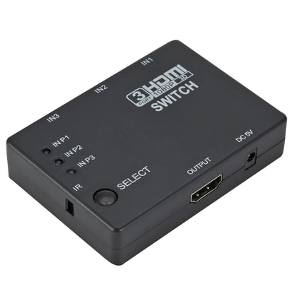 Grwibeou HDMI Splitter 3 In 1 Out Switcher 3 Port Hub Box Auto Switch 3x1 1080p HD 1.4 With Remote Control for HDTV XBOX360 PS3