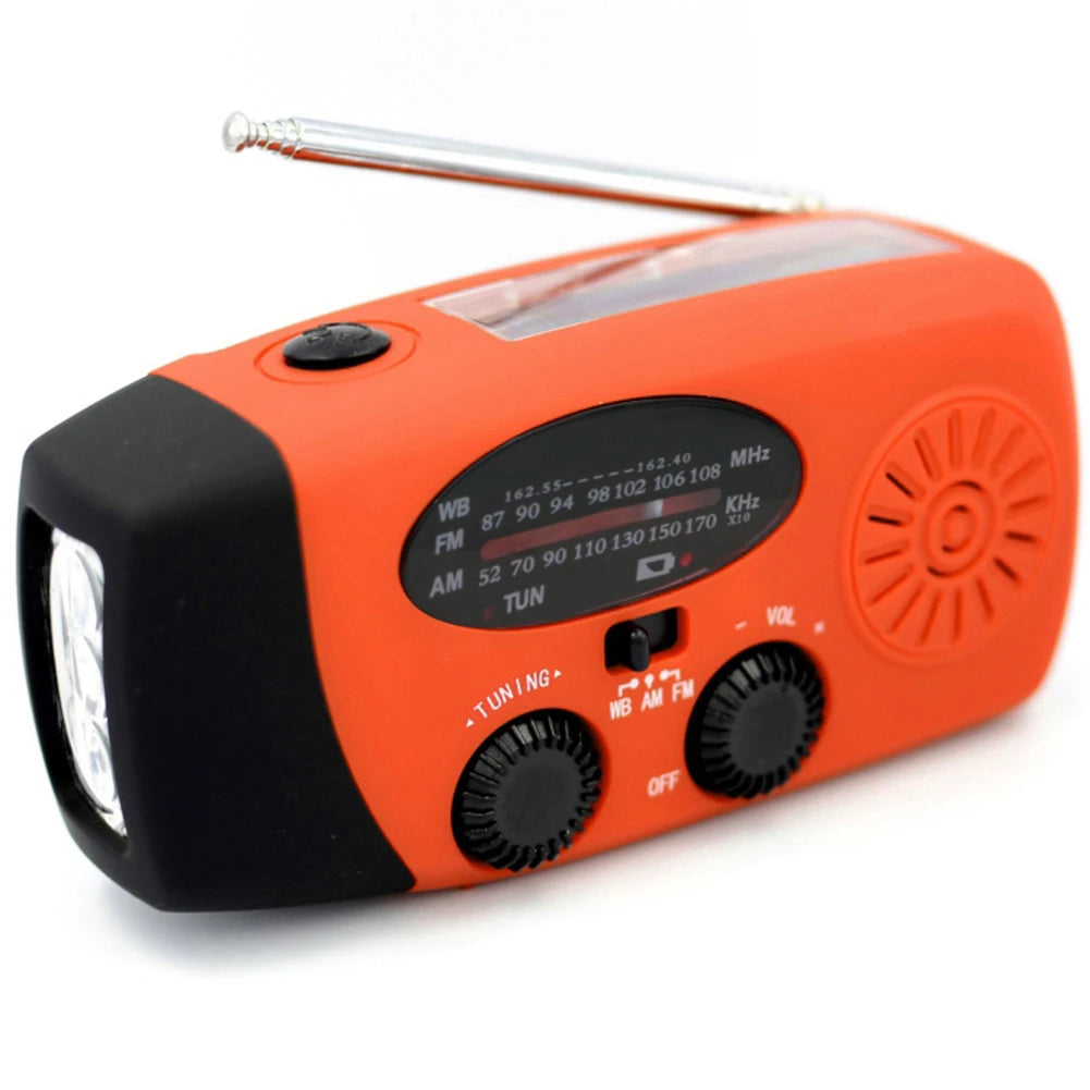 Multifunctional Solar Hand Crank Radio FM AM WB NOAA Weather Radio 2000mAh USB Charging Emergency LED Flashlight Power Ban