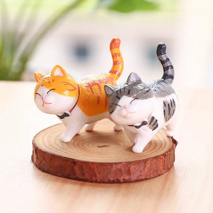 Enfeites de gato fofos Kawaii Bell Cat Animal Fairy Garden Figurines Acessórios Decoração para casa Modelo de mesa Presente de aniversário Gif