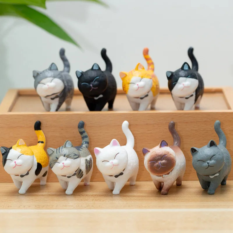 Enfeites de gato fofos Kawaii Bell Cat Animal Fairy Garden Figurines Acessórios Decoração para casa Modelo de mesa Presente de aniversário Gif