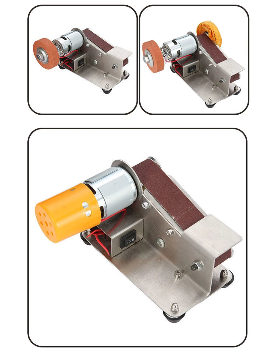 110V/220V Mini Electric Belt Sander DIY Polishing Grinding Machine Cutter Edges Sharpener Multifunctional Grinder Power Tool