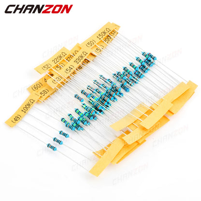 60 Values 1/4W 1% Metal Film Resistors Kit 300Pcs 1 ohm - 4.7M ohm 1/4 Watt W High Precision MF Resistance Set Assortment