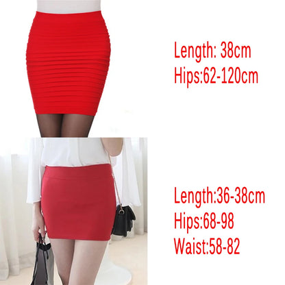 Elastic Pleated Skirt High Waist Bodycon Mini Skirt Business Office Cheap Short Pencil Skirts Solid Color Pink Black Blue Hot