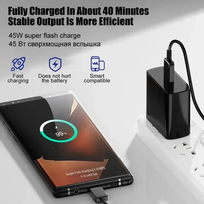 PD 45W USB C Charger Fast High Speed Charging Cell Phone Wall Adapter for  Samsung Galaxy S24 S23 Ultra Note IPhone 15 Xiaomi 14