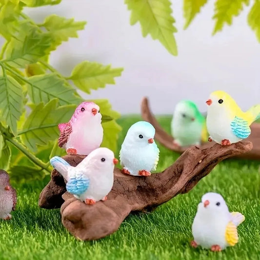 8pcs Miniature Bird Figurines, Mock Animal Toy Mini Cute Pet ModelFOr Fairy Garden, Moss Micro Landscape