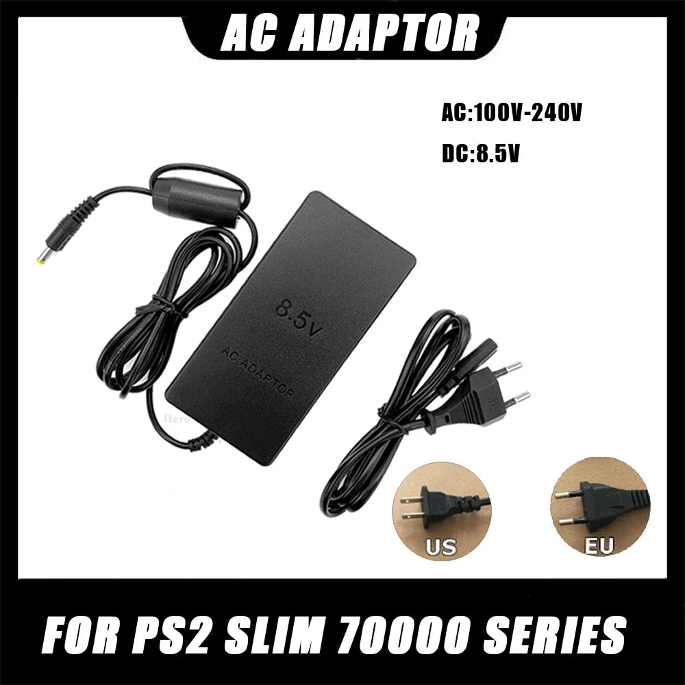 NEW Power Supply For PS2 Replacement AC Adapter Charger Cable Cord 100‑240V DC 8.5V for PS2 Slim 70000 Console EU Plug / US Plug