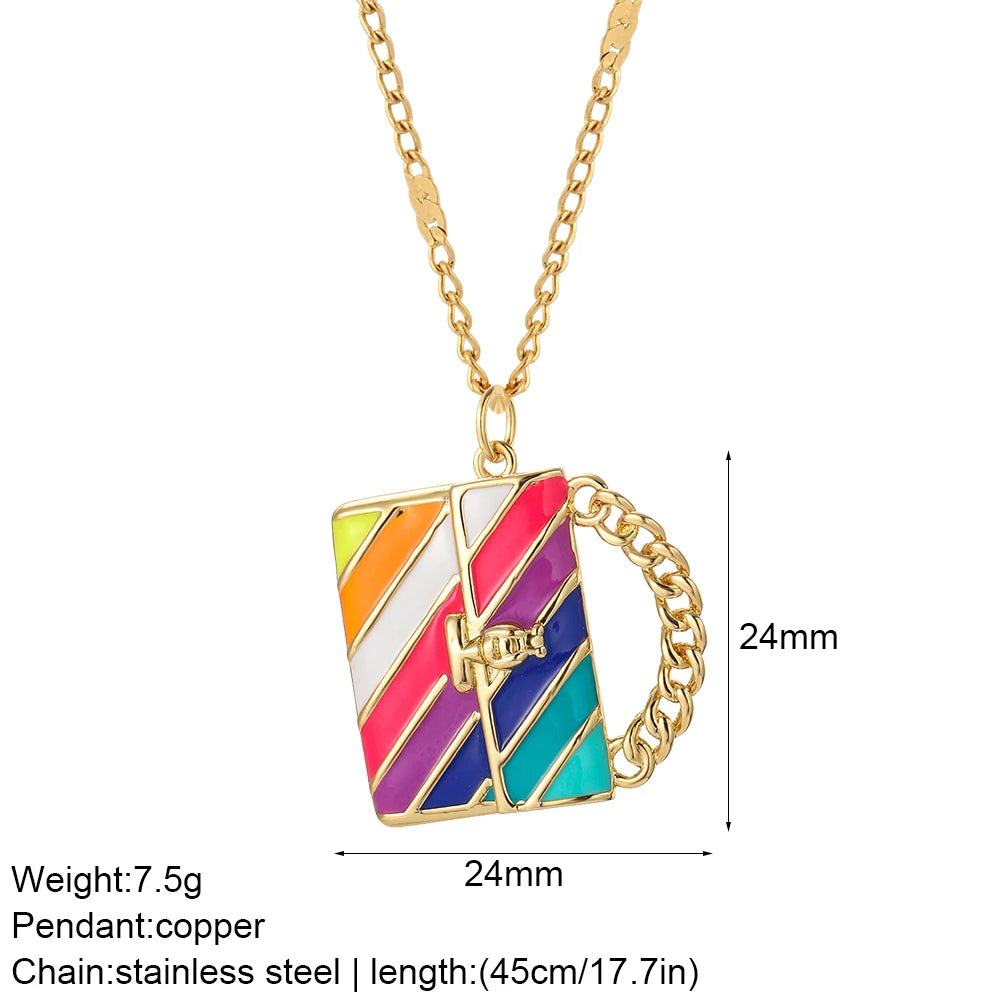 Cute Heart Sun Moon Star Evil Blue Eye Necklace for Women Gold Color Dijes Rainbow Red Love Pendant Long Stainless Steele Chains