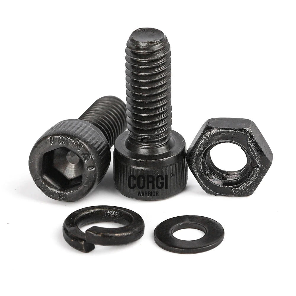 1140 Black Steel Socket Head Hex Round Cap Screws Set M2 M3 M4 M5 M6 Grade 12.9 DIN912 Allen Bolts Nuts Assortment Kit Tool Box