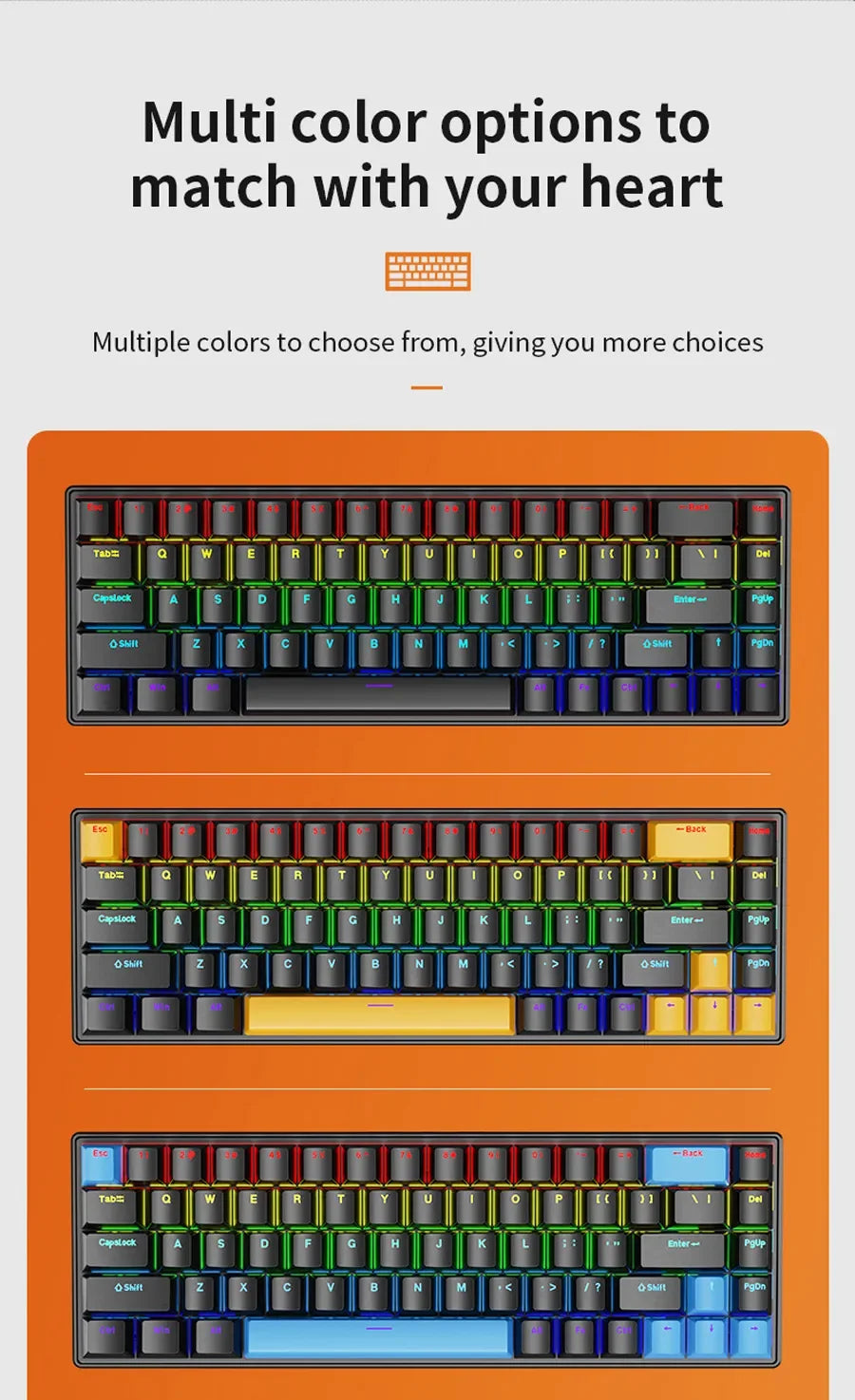 SKYLION K68 Wired Mechanical Keyboard 10Kinds of Colorful Lighting Gaming and Office For Microsoft Windows and Apple IOS System