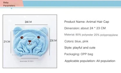 New Cartoon-shaped Hygroscopic And Breathable Microfiber Turban Quick-drying Hair Cap Wrapped Towel Cap Towel Hair Cap