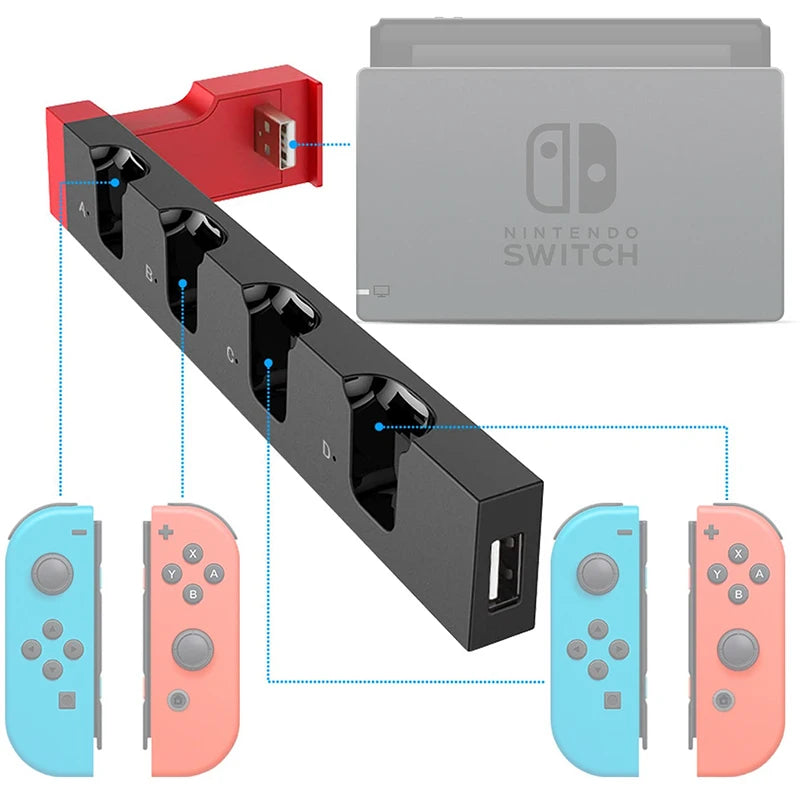 NEW COLOR Charger JoyCon for Nintendo Switch oled 4 in 1 Controller Dock Station Holder for Nintendo Switch Joy-Con Charging