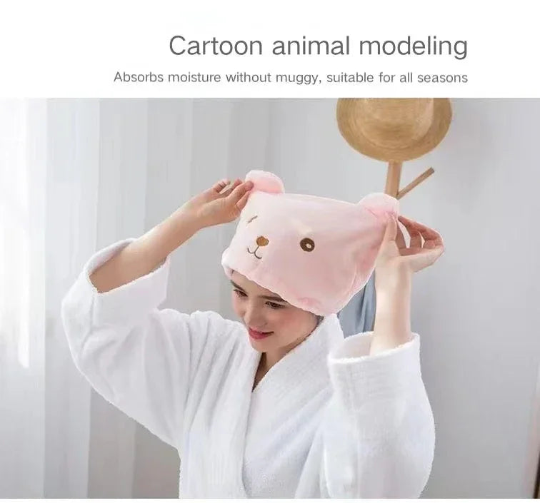 New Cartoon-shaped Hygroscopic And Breathable Microfiber Turban Quick-drying Hair Cap Wrapped Towel Cap Towel Hair Cap