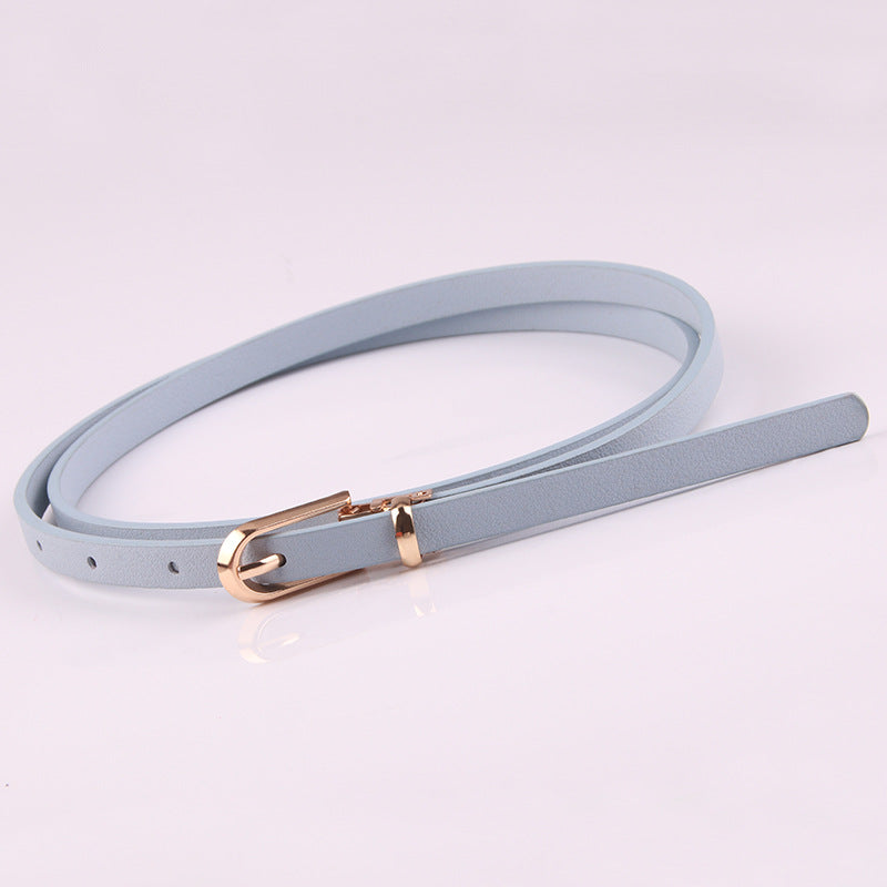 Fashion Black Blue White Pink Red Women Belts Thin Skinny Waistband Pin Buckle Adjustable Belt Summer Dress Jeans Strap Pu Belts