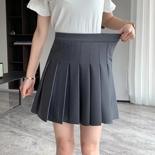 Rimocy Korean Elastic High Waist Pleated Skirt Woman Black Gray Short A-Line Skirts for Women 2023 Summer Jk Uniform Mini Skirt