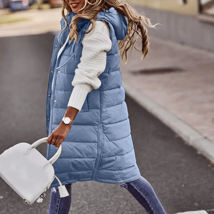 Long with Hood Outdoor Vest Down Women's Jacket Quilted Coat Sleeveless Jacket Winter Light Weight Sweaters