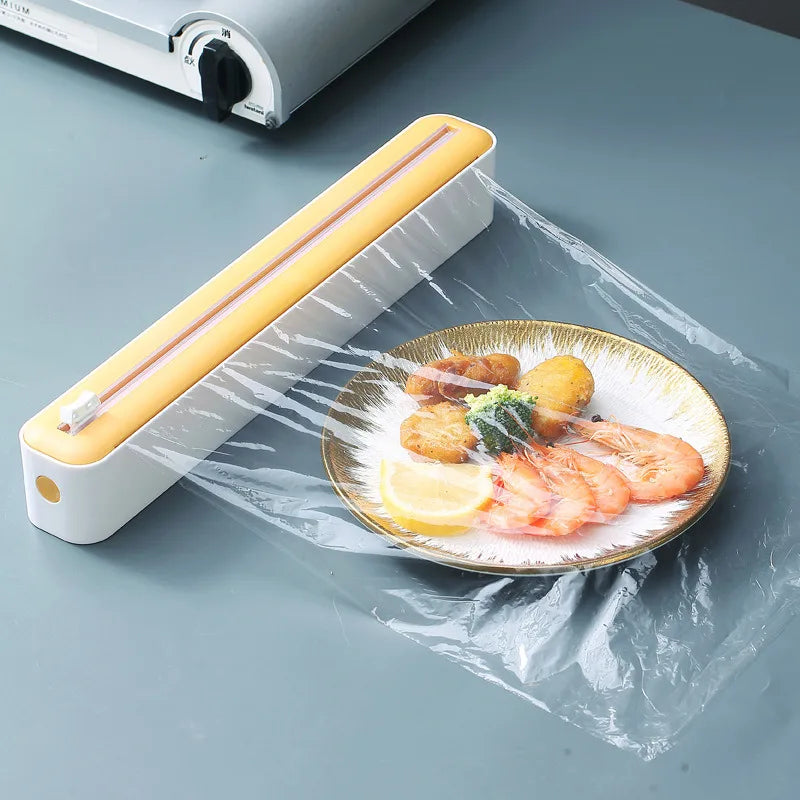 2in1 Food Film Dispenser Wrap Dispenser With Cutter Storage Box Aluminum Foil Stretch Film Cutter Kitchen Accessories