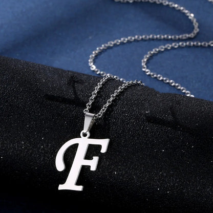 Fashion Letters A-Z Necklace for Women Men Stainless Steel High Quality English Alphabe Necklace A B C D E FGHIJKLMNOPQRSTUVWXYZ