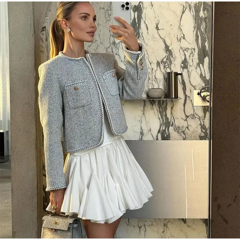 Elegant White Ruffled High Waist Mini Skirt For Women Fashion Casual Pleated Fluffy A-line Skirts Summer Lady Party Casual Skirt