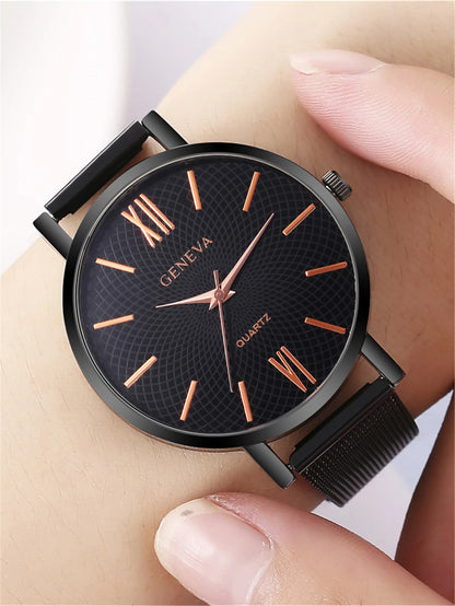 New Womens Fashion Simple Watch Ladies Leisure Watch Steel Mesh Sports  Wristwatches Women's Watch Bracelet